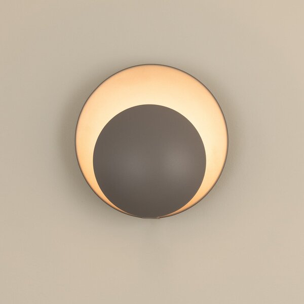 Globen Lighting stenska svetilka ORBIT, siva, kovina, Ø 30 cm, Siva, Dnevna soba / jedilnica, Kovina, Sodobni