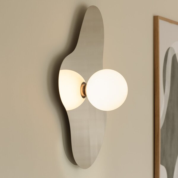Globen Lighting stenska svetilka ILLUSION, krom, steklo, 60 cm, Siva, Dnevna soba / jedilnica, Steklo, Sodobni