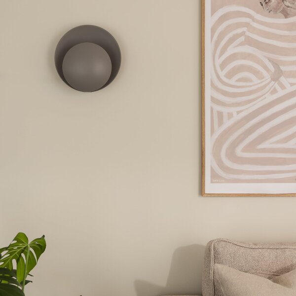 Globen Lighting stenska svetilka ORBIT, siva, kovina, Ø 30 cm, Siva, Dnevna soba / jedilnica, Kovina, Sodobni