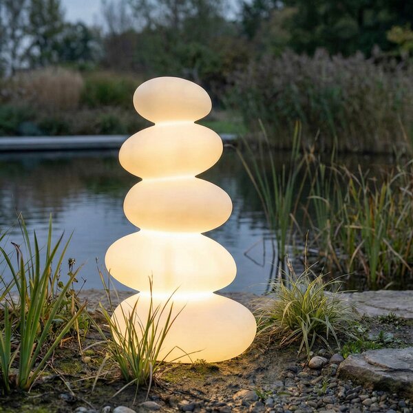 Lucande LED-terasa svetilka Soriel, bela, 72 cm, stepdim, IP54, zatemnjen, Bela, Plastika, Sodobni