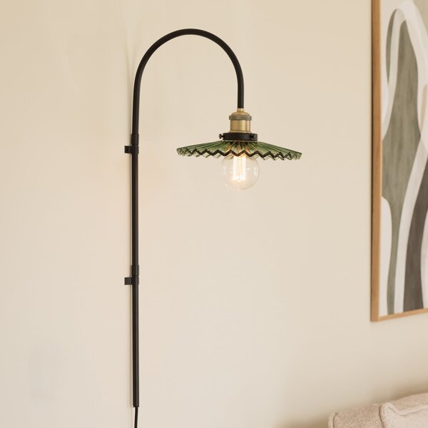 Globen Lighting stenska svetilka COBBLER, zelena, višina 75 cm, steklo, Črna, Dnevna soba / jedilnica, Steklo, Dizajn