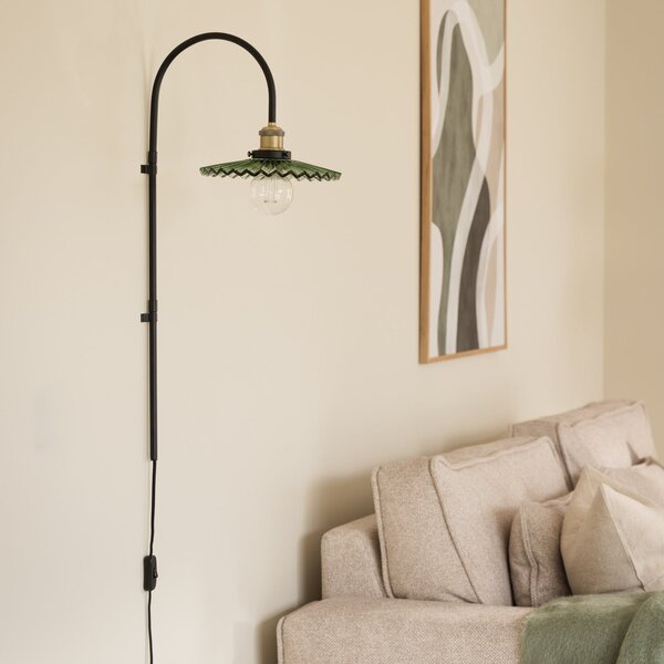 Globen Lighting stenska svetilka COBBLER, zelena, višina 75 cm, steklo, Črna, Dnevna soba / jedilnica, Steklo, Dizajn