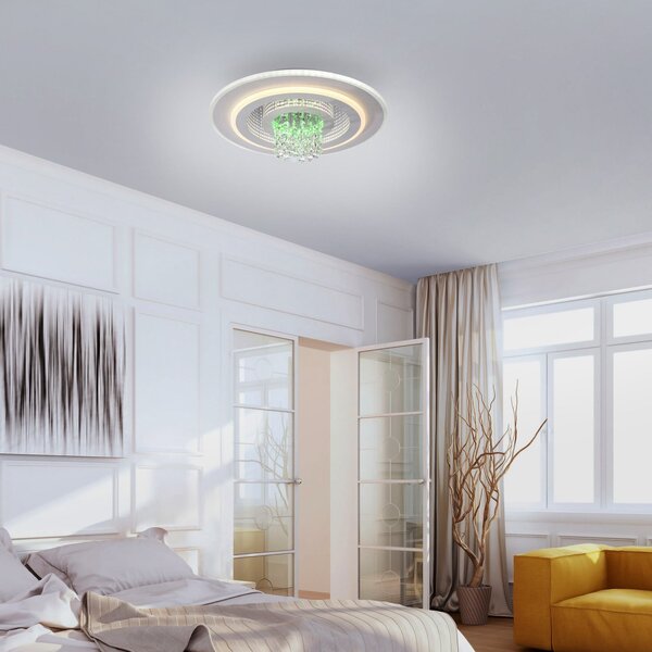 JUST LIGHT. GmbH LED-stropna svetilka Tolago RGB, CCT, bela, daljinski upravljalnik, zatemnjen, Bela, Dnevna soba / jedilnica, Kovina, Sodobni