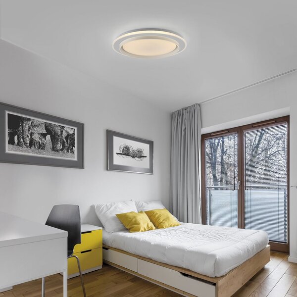 JUST LIGHT. GmbH LED-stropna svetilka Lago Ø 49,3 cm CCT Daljinski upravljalnik, zatemnjen, Bela, Dnevna soba / jedilnica, Kovina, Sodobni