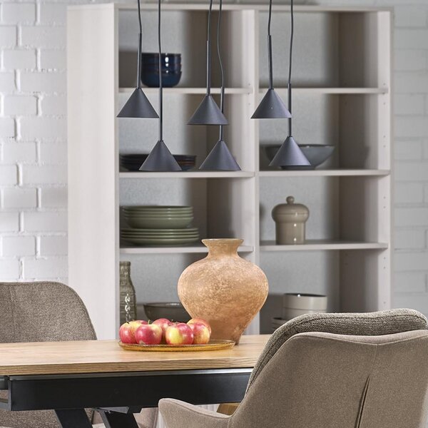 TK Lighting Visoka svetilka Cono Mini, 6-žarčkov, črna GU10, zatemnjen, Črna, Dnevna soba / jedilnica, Kovina, Sodobni