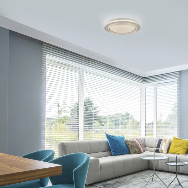 JUST LIGHT. GmbH LED stropna svetilka Lago Ø 40 cm bela Daljinski upravljalnik, zatemnjen, Bela, Dnevna soba / jedilnica, Kovina, Sodobni