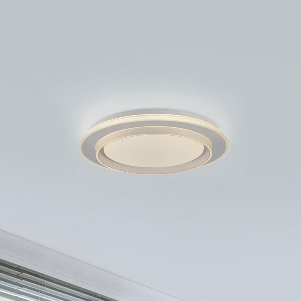 JUST LIGHT. GmbH LED stropna svetilka Lago Ø 40 cm bela Daljinski upravljalnik, zatemnjen, Bela, Dnevna soba / jedilnica, Kovina, Sodobni