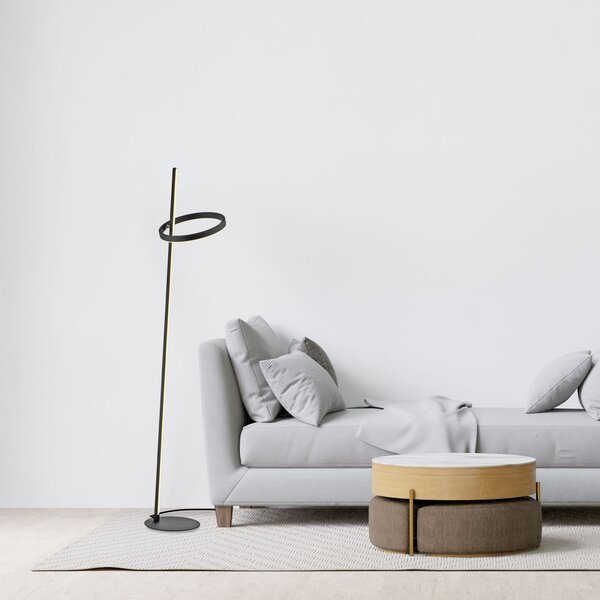 JUST LIGHT. GmbH LED-stoječa svetilka Ritus črna železna dimmer 3.000 K, zatemnjen, Črna, Dnevna soba / jedilnica, Kovina, Sodobni