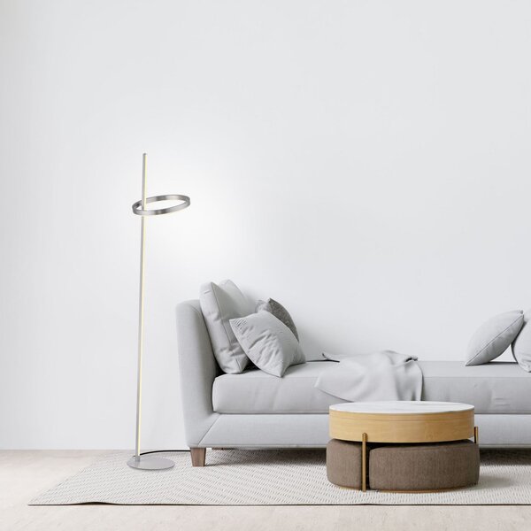 JUST LIGHT. GmbH LED-stoječa svetilka Ritus srebrna železna dimmer 3.000 K, zatemnjen, Kovinska, Dnevna soba / jedilnica, Kovina, Sodobni