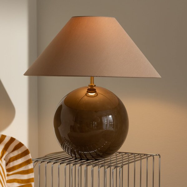 Globen Lighting namizna svetilka IRIS, rjava, višina 45 cm, Rjava / rjasta, Dnevna soba / jedilnica, Tkanine / tekstil, Skandinavski