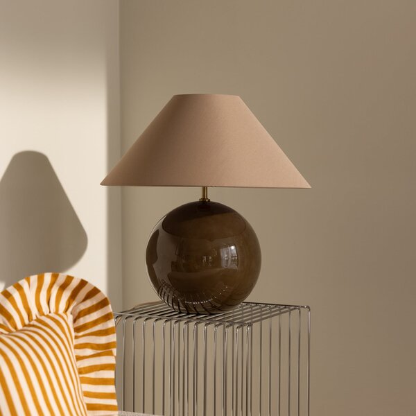Globen Lighting namizna svetilka IRIS, rjava, višina 45 cm, Rjava / rjasta, Dnevna soba / jedilnica, Tkanine / tekstil, Skandinavski