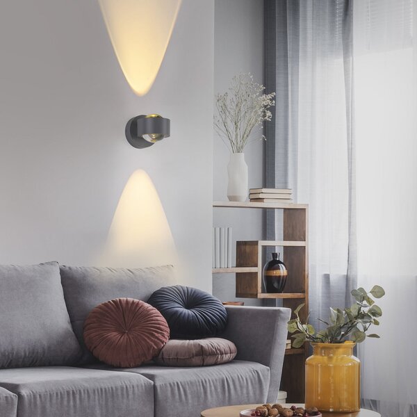 JUST LIGHT. GmbH LED-akumulatorska stenska svetilka Chia srebrna, železo, 3.000 K, zatemnjen, Kovinska, Dnevna soba / jedilnica, Kovina, Sodobni