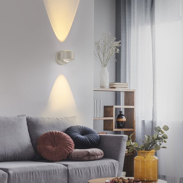 JUST LIGHT. GmbH LED-akumulatorska stenska svetilka Chia, pesek, železo, 3.000 K, zatemnjen, Bež, Dnevna soba / jedilnica, Kovina, Sodobni