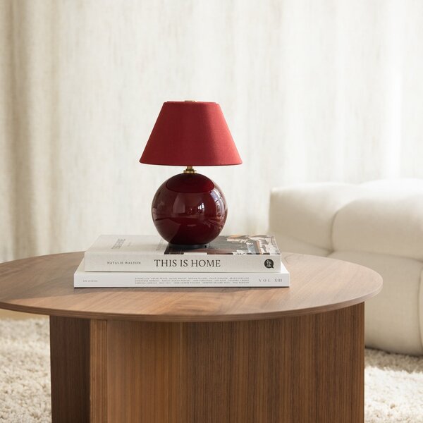 Globen Lighting Akku-Tischleuchte IRIS, rdeča, višina 23 cm, zatemnjen, Rdeča, Dnevna soba / jedilnica, Tkanine / tekstil, Skandinavski