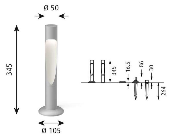 Louis PoulsenLouis Poulsen - Flindt Garden Vrtna luč Short LED 2700K s Adaptor + Base Alu Louis Poulsen