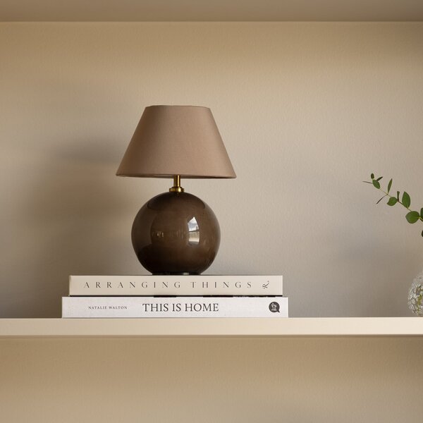 Globen Lighting Akku-Tischleuchte IRIS, rjava, višina 23 cm, zatemnjen, Rjava / rjasta, Dnevna soba / jedilnica, Tkanine / tekstil, Skandinavski