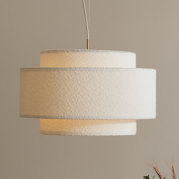 Globen Lighting viseča svetilka Noah Bouclé, Ø 50 cm, bela, zatemnjen, Bela, Dnevna soba / jedilnica, Tkanine / tekstil, Skandinavski