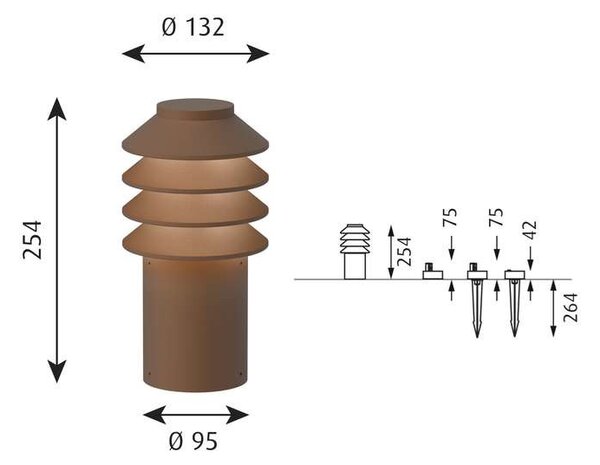 Louis PoulsenLouis Poulsen - Bysted Garden Vrtna luč Short LED 2700K s Base Corten Louis Poulsen