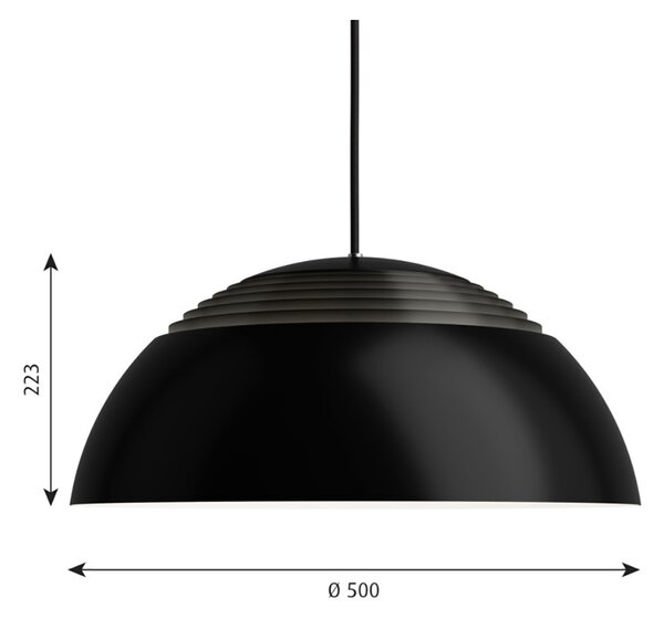 Louis PoulsenLouis Poulsen - AJ Royal 500 LED Obesek Svetilka Črna Louis Poulsen