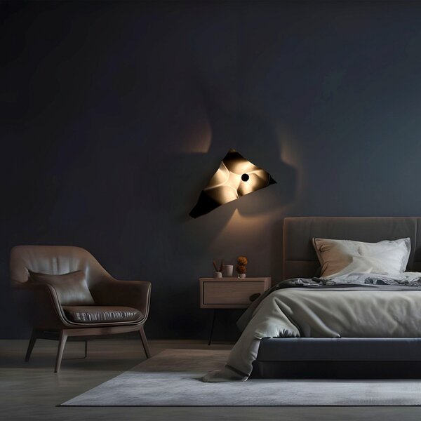 Knikerboker LED stenska svetilka Zona d'ombra, rjava, 79 cm, zatemnjen, Rjava / rjasta, Dnevna soba / jedilnica, Kovina, Dizajn