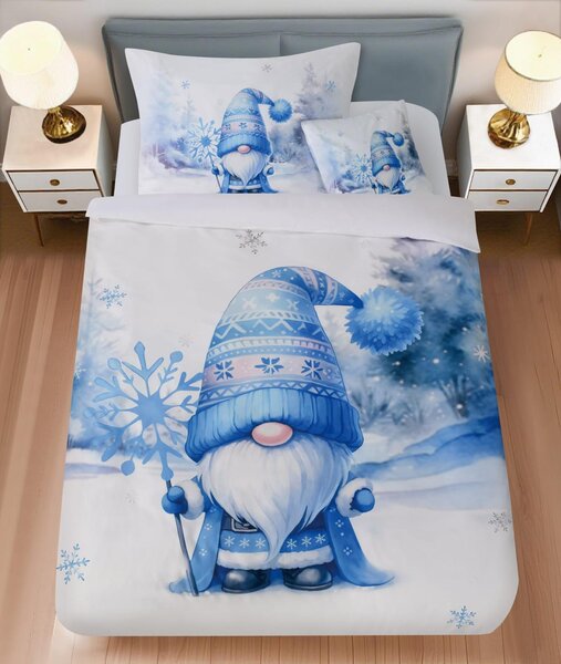 Posteljnina iz mikrosatena MODRI PALČEK bela + prevleka za blazino 45 x 45 cm gratis Dimenzije posteljnine: 70 x 90 cm | 140 x 200 cm