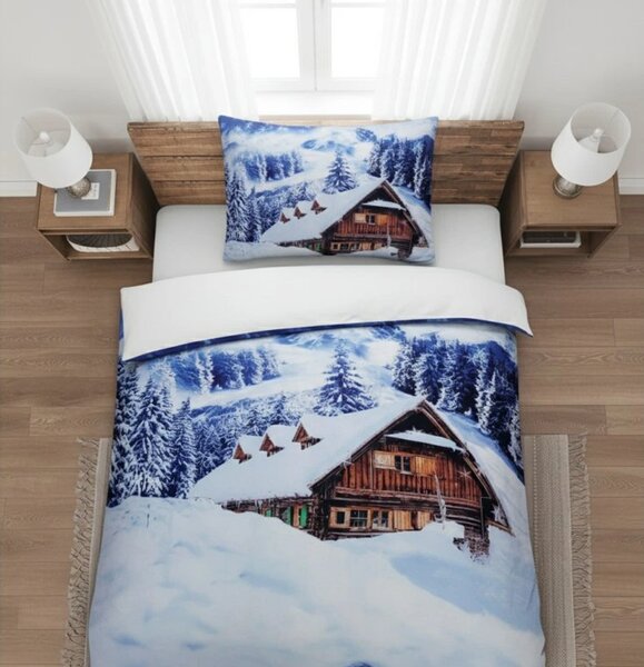3D posteljnina iz mikrosaten WINTER CHALET, bela Dimenzije posteljnine: 70 x 90 cm | 140 x 200 cm