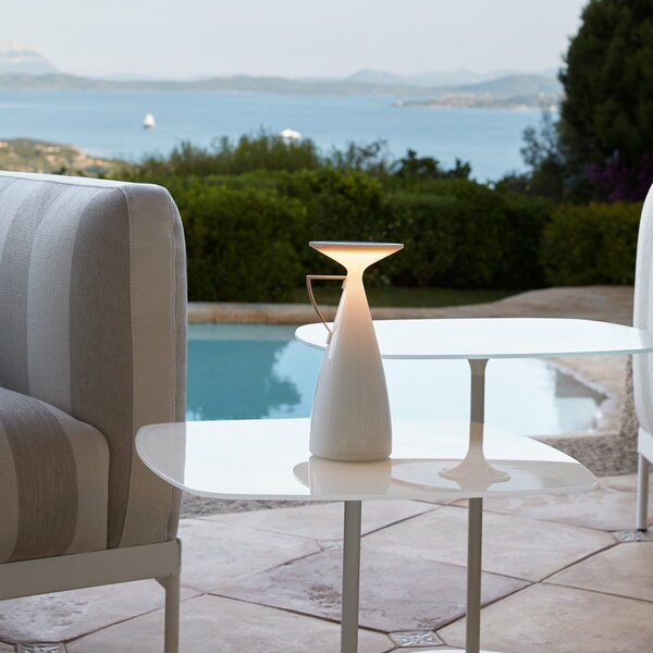 Kartell LED-akumulatorska namizna svetilka Camomille, bela, višina 24 cm, zatemnjen, Bela, Dnevna soba / jedilnica, Plastika, Dizajn