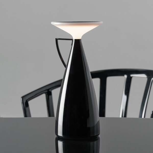 Kartell LED-akumulatorska namizna svetilka Camomille, črna, višina 24 cm, zatemnjen, Črna, Dnevna soba / jedilnica, Plastika, Dizajn