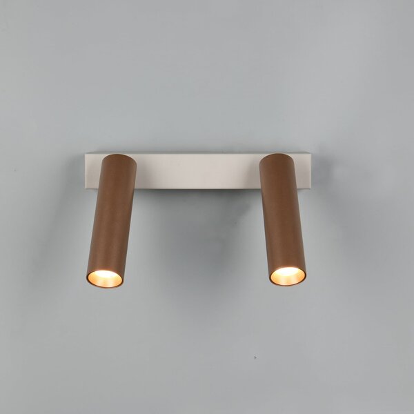 Trio Lighting LED stropni reflektor Ambala, dolžina 26 cm, siva/rjava, 2-stranska., zatemnjen, Rjava / rjasta, Dnevna soba / jedilnica, Kovina, Sodobni