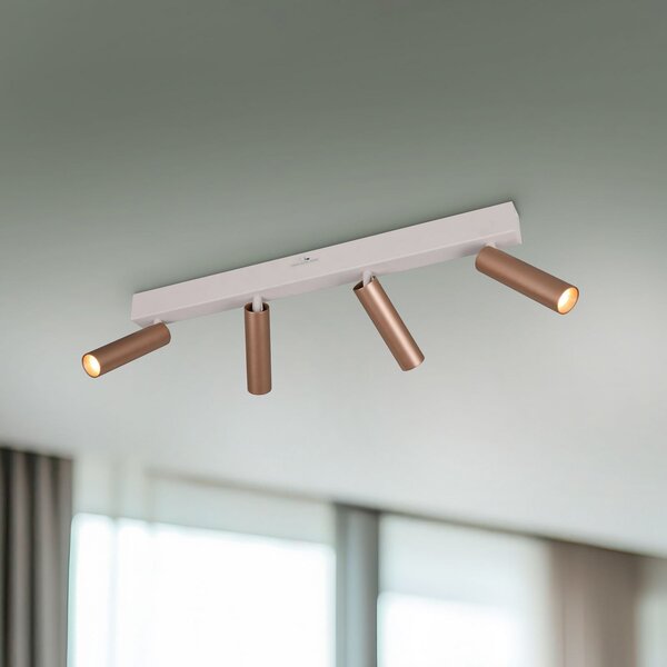 Trio Lighting LED stropni reflektor Ambala, dolžina 65 cm, siva/rjava, 4-krilna., zatemnjen, Rjava / rjasta, Dnevna soba / jedilnica, Kovina, Sodobni