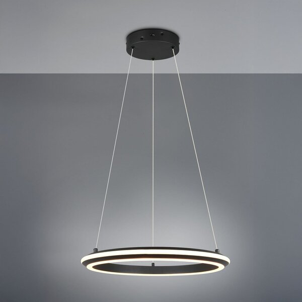 Trio Lighting LED viseča svetilka Amador, Ø 45 cm, črna mat, kovina, CCT, zatemnjen, Črna, Dnevna soba / jedilnica, Kovina, Sodobni