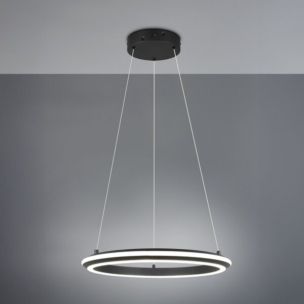 Trio Lighting LED viseča svetilka Amador, Ø 45 cm, črna mat, kovina, CCT, zatemnjen, Črna, Dnevna soba / jedilnica, Kovina, Sodobni
