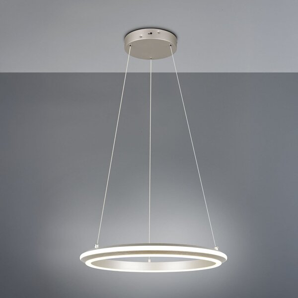 Trio Lighting LED viseča svetilka Amador, Ø 45 cm, nikljevo barva, kovina, CCT, zatemnjen, Kovinska, Dnevna soba / jedilnica, Kovina, Sodobni