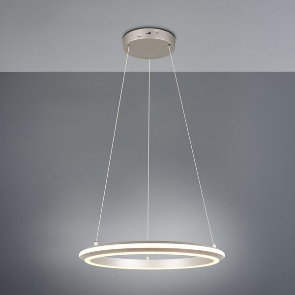 Trio Lighting LED viseča svetilka Amador, Ø 45 cm, nikljevo barva, kovina, CCT, zatemnjen, Kovinska, Dnevna soba / jedilnica, Kovina, Sodobni