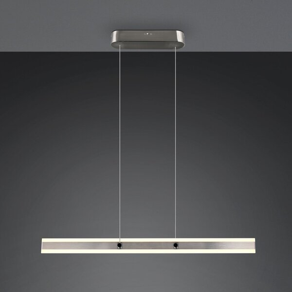 Trio Lighting LED viseča svetilka Arcola, nikljevo barva, dolžina 115 cm CCT 2-flg., zatemnjen, Kovinska, Dnevna soba / jedilnica, Kovina, Sodobni