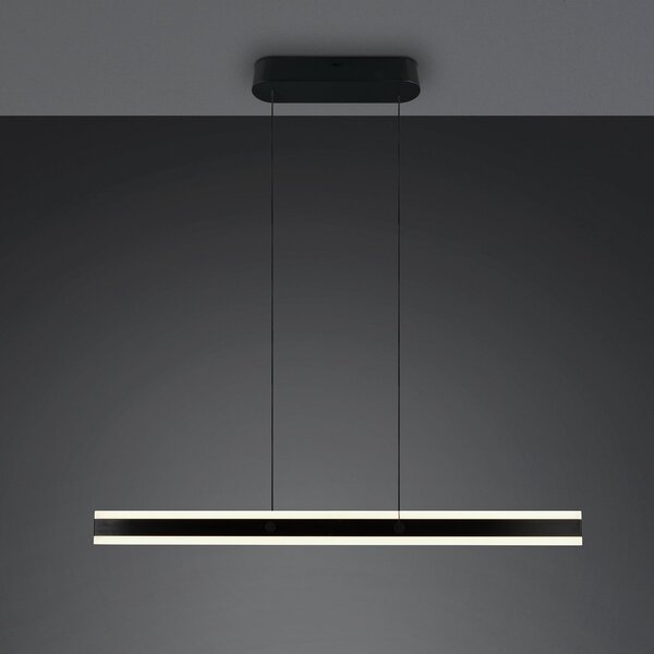 Trio Lighting LED viseča svetilka Arcola, črna, dolžina 115 cm, CCT, 2-svetilna., zatemnjen, Črna, Dnevna soba / jedilnica, Kovina, Sodobni