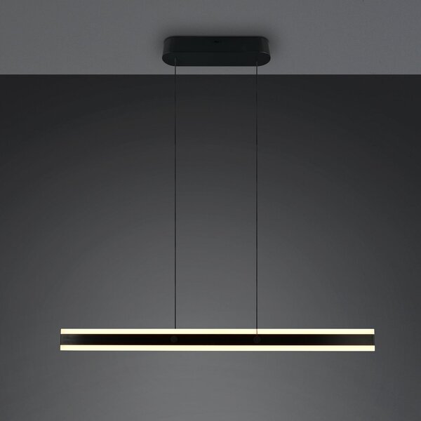 Trio Lighting LED viseča svetilka Arcola, črna, dolžina 115 cm, CCT, 2-svetilna., zatemnjen, Črna, Dnevna soba / jedilnica, Kovina, Sodobni