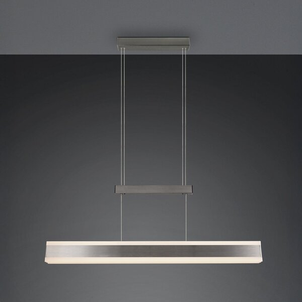 Trio Lighting LED viseča svetilka Arcola, nikljevo barva, 152 cm, CCT Touchdimmer, zatemnjen, Kovinska, Dnevna soba / jedilnica, Kovina, Sodobni