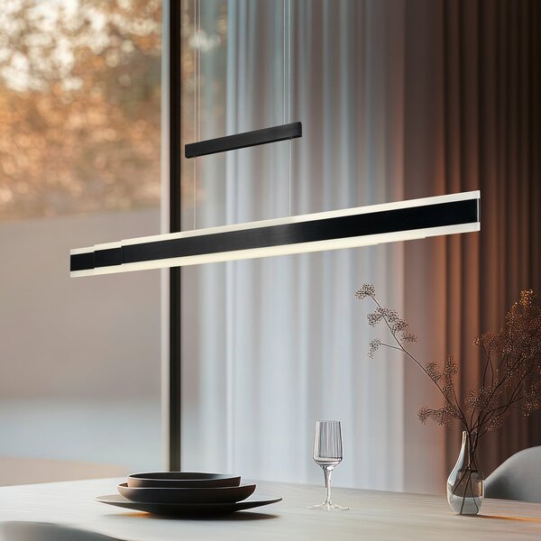 Trio Lighting LED viseča svetilka Arcola črna, dolžina 152 cm, dotikni dimmer, CCT, zatemnjen, Črna, Dnevna soba / jedilnica, Kovina, Sodobni