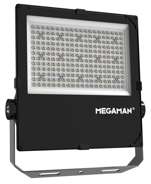 MEGAMAN LED zunanji reflektor Hugo, 150 W, 3000 K, IP66, Črna, Aluminij