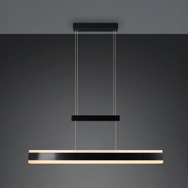 Trio Lighting LED viseča svetilka Arcola črna, dolžina 152 cm, dotikni dimmer, CCT, zatemnjen, Črna, Dnevna soba / jedilnica, Kovina, Sodobni