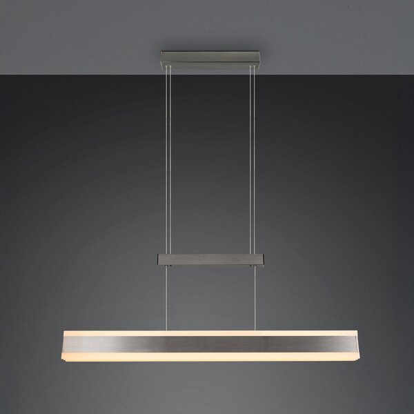 Trio Lighting LED viseča svetilka Arcola, nikljevo barva, 152 cm, CCT Touchdimmer, zatemnjen, Kovinska, Dnevna soba / jedilnica, Kovina, Sodobni