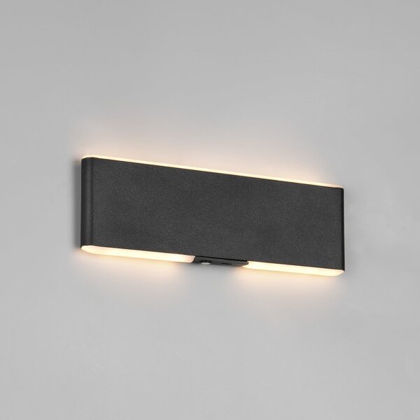 Trio Lighting LED-akumulatorska stenska svetilka Conchita, širina 22 cm, črna, kovina, zatemnjen, Črna, Dnevna soba / jedilnica, Kovina, Sodobni