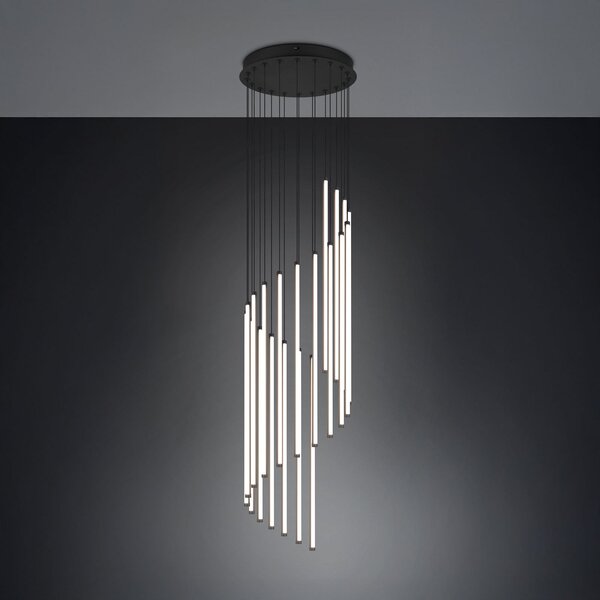 Trio Lighting LED viseča svetilka Baxter, črna, Ø 37 cm, kovina, CCT z možnostjo zatemnitve, zatemnjen, Črna, Dnevna soba / jedilnica, Kovina, Sodobni, Obeski v svežnju