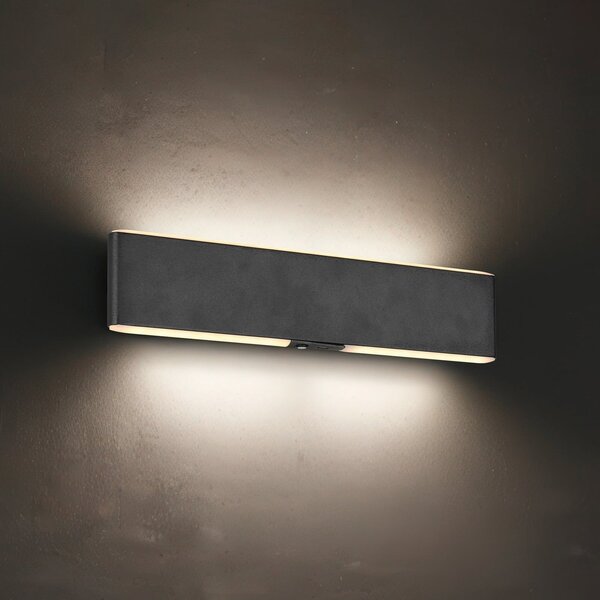 Trio Lighting LED-akumulatorska stenska svetilka Conchita, širina 32 cm, črna, kovinska, zatemnjen, Črna, Dnevna soba / jedilnica, Kovina, Sodobni