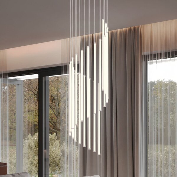 Trio Lighting LED viseča svetilka Baxter, svetlo siva, Ø 37 cm, kovina CCT z možnostjo, zatemnjen, Siva, Dnevna soba / jedilnica, Kovina, Sodobni