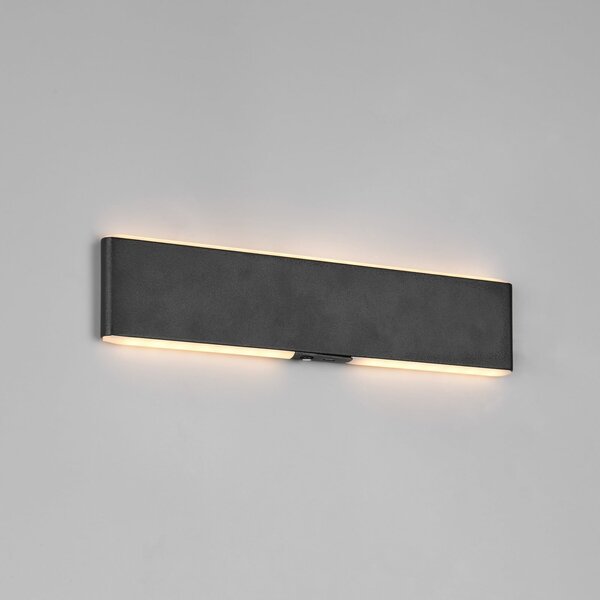 Trio Lighting LED-akumulatorska stenska svetilka Conchita, širina 32 cm, črna, kovinska, zatemnjen, Črna, Dnevna soba / jedilnica, Kovina, Sodobni