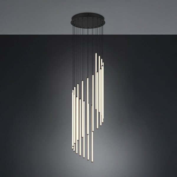 Trio Lighting LED viseča svetilka Baxter, črna, Ø 37 cm, kovina, CCT z možnostjo zatemnitve, zatemnjen, Črna, Dnevna soba / jedilnica, Kovina, Sodobni, Obeski v svežnju