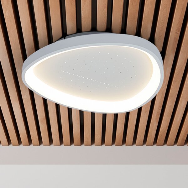 Näve LED stropna svetilka Argesa Ø 60,5 cm, bela, CCT, daljinski upravljalnik, zatemnjen, Bela, Dnevna soba / jedilnica, Kovina, Sodobni