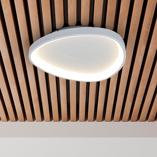 Näve LED stropna svetilka Argesa, Ø 42 cm, bela, CCT, daljinski upravljalnik, zatemnjen, Bela, Dnevna soba / jedilnica, Kovina, Sodobni